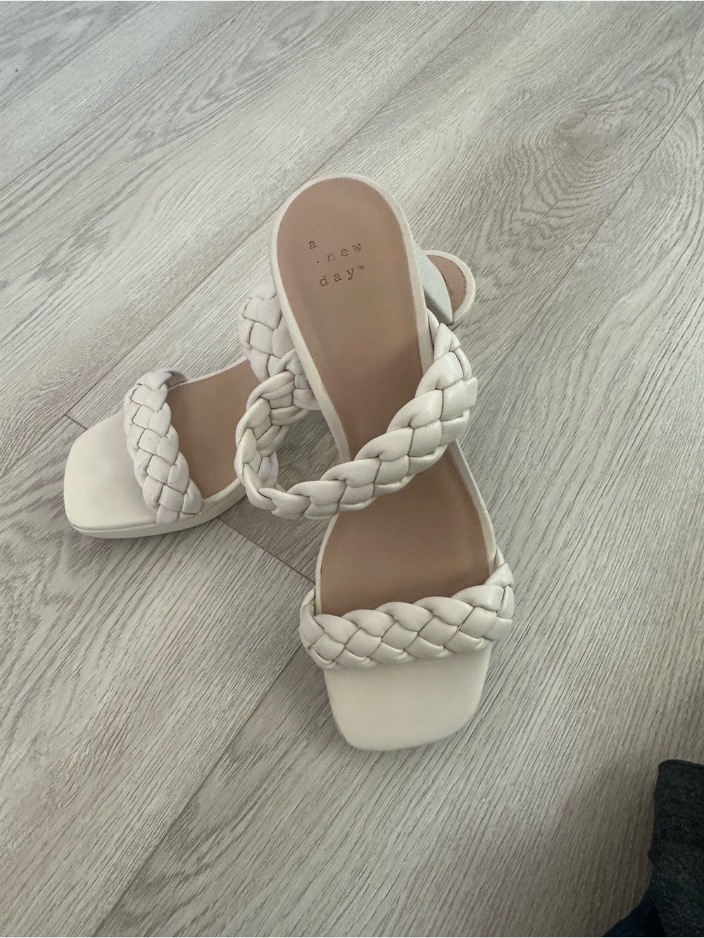 Full Tilt Braided Double-Strap Mules — Cream